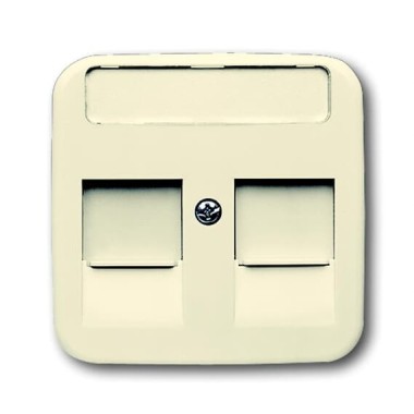 2CKA001753A9975 Плата центральная (накладка) для коммуникационных розеток с суппортами 1810, 1812, 1814, 1816 и 1818, с полем для надписи, серия Busch-Duro 2000 SI, цвет слоновая кость