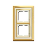 2CKA001754A4561 Рамка 2-постовая, серия Династия, Латунь полированная, белое стекло
