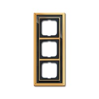2CKA001754A4567 Рамка 3-постовая, серия Династия, Латунь полированная, черное стекло