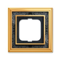 2CKA001754A4575 Рамка 1-постовая, серия Династия, Латунь полированная, черная роспись