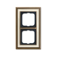 2CKA001754A4581 Рамка 2-постовая, серия Династия, Латунь античная, белое стекло