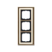 2CKA001754A4582 Рамка 3-постовая, серия Династия, Латунь античная, белое стекло