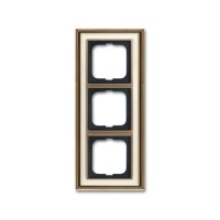 2CKA001754A4582 Рамка 3-постовая, серия Династия, Латунь античная, белое стекло