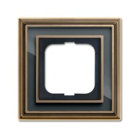 2CKA001754A4585 Рамка 1-постовая, серия Династия, Латунь античная, черное стекло