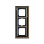 2CKA001754A4587 Рамка 3-постовая, серия Династия, Латунь античная, черное стекло