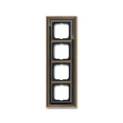 2CKA001754A4588 Рамка 4-постовая, серия Династия, Латунь античная, черное стекло