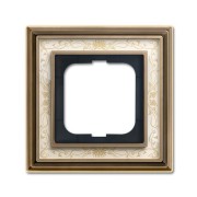 2CKA001754A4590 Рамка 1-постовая, серия Династия, Латунь античная, белая роспись