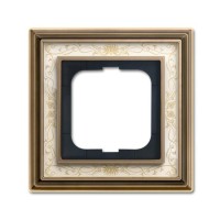 2CKA001754A4590 Рамка 1-постовая, серия Династия, Латунь античная, белая роспись