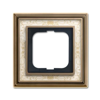 2CKA001754A4590 Рамка 1-постовая, серия Династия, Латунь античная, белая роспись