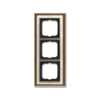 2CKA001754A4592 Рамка 3-постовая, серия Династия, Латунь античная, белая роспись