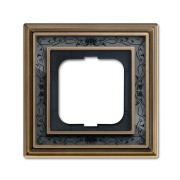 2CKA001754A4595 Рамка 1-постовая, серия Династия, Латунь античная, черная роспись