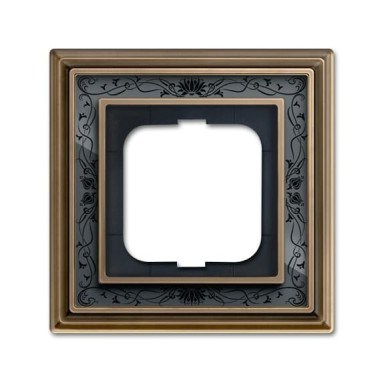 2CKA001754A4595 Рамка 1-постовая, серия Династия, Латунь античная, черная роспись