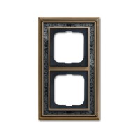 2CKA001754A4596 Рамка 2-постовая, серия Династия, Латунь античная, черная роспись