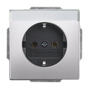 2CKA002011A3851 Розетка SCHUKO 16А 250В с полем для надписи, серия pure/сталь