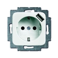 2CKA002011A6175 Розетка SCHUKO 16А 250В с защитными шторками, с устройством зарядным USB 700мА, серия Reflex SI, цвет альпийский белый