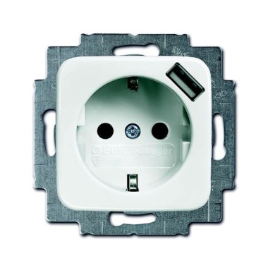 2CKA002011A6175 Розетка SCHUKO 16А 250В с защитными шторками, с устройством зарядным USB 700мА, серия Reflex SI, цвет альпийский белый