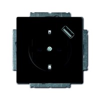 2CKA002011A6183 Розетка SCHUKO 16А 250В с защитными шторками, с устройством зарядным USB 700мА, серия Future/Axcent/Carat/Династия, цвет чёрный бархат