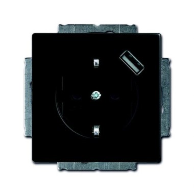 2CKA002011A6183 Розетка SCHUKO 16А 250В с защитными шторками, с устройством зарядным USB 700мА, серия Future/Axcent/Carat/Династия, цвет чёрный бархат