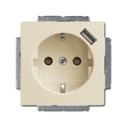 2CKA002011A6192 Розетка SCHUKO 16А 250В с защитными шторками, с устройством зарядным USB 700мА, серия basic55, цвет слоновая кость