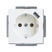 2CKA002011A6193 Розетка SCHUKO 16А 250В с защитными шторками, с устройством зарядным USB 700мА, серия basic55, цвет альпийский белый
