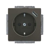 2CKA002011A6194 Розетка SCHUKO 16А 250В с защитными шторками, с устройством зарядным USB 700мА, серия basic55, цвет шампань