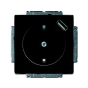 2CKA002011A6195 Розетка SCHUKO 16А 250В с защитными шторками, с устройством зарядным USB 700мА, серия basic55, цвет сhâteau-black