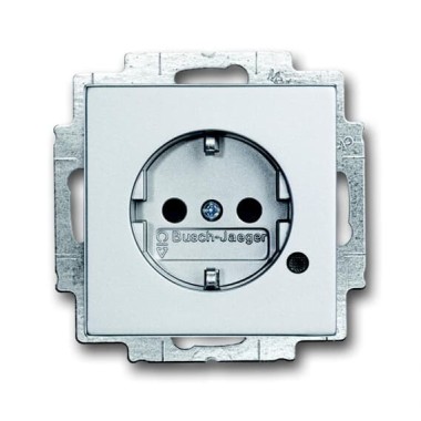 2CKA002013A5285 Розетка SCHUKO 16А 250В с защитными шторками, c индикацией LED, серия Future/Axcent/Carat/Династия, цвет серебристый алюминий