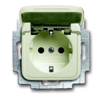 2CKA002013A5306 Розетка SCHUKO 16А 250В с защитными шторками, с крышкой, серия Busch-Duro, цвет слоновая кость