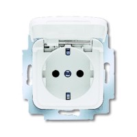 2CKA002013A5314 Розетка SCHUKO 16А 250В с защитными шторками, с крышкой, серия Reflex SI, цвет альпийский белый