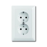 2CKA002014A1463 Розетка SCHUKO 16А 250В, двойная, серия Basic 55, цвет слоновая кость
