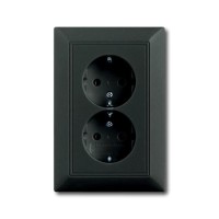 2CKA002014A1477 Розетка SCHUKO 16А 250В, двойная, серия Basic 55, цвет château-black
