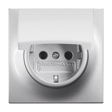 2CKA002018A1489 Розетка SCHUKO 16А 250В с крышкой, серия impuls, цвет серебристый металлик