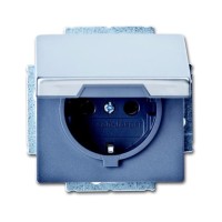 2CKA002018A1490 Розетка SCHUKO 16А 250В с крышкой, серия pure/сталь