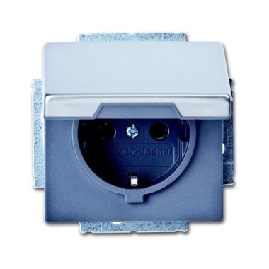 2CKA002018A1490 Розетка SCHUKO 16А 250В с крышкой, серия pure/сталь