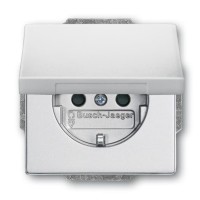 2CKA002018A1528 Розетка SCHUKO 16А 250В с защитными шторками, с крышкой, без лапок, серия future, цвет серебристый аллюминий