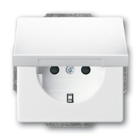 2CKA002018A1529 Розетка SCHUKO 16А 250В с защитными шторками, с крышкой, без лапок, серия future, цвет альпийский белый