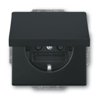 2CKA002018A1531 Розетка SCHUKO 16А 250В с защитными шторками, с крышкой, без лапок, серия future, цвет черный бархат