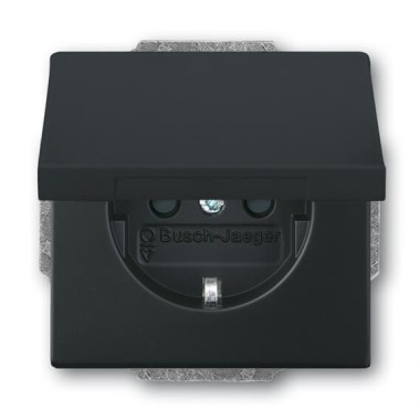 2CKA002018A1531 Розетка SCHUKO 16А 250В с защитными шторками, с крышкой, без лапок, серия future, цвет черный бархат