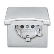 2CKA002064A0293 Розетка SCHUKO, 16А 250В, с крышкой, с защитными шторками, уплотнительное кольцо в комплекте, серия Allwetter44, IP44, цвет серебристый алюминий