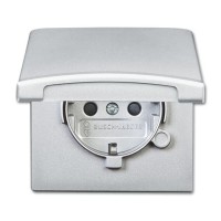 2CKA002064A0293 Розетка SCHUKO, 16А 250В, с крышкой, с защитными шторками, уплотнительное кольцо в комплекте, серия Allwetter44, IP44, цвет серебристый алюминий
