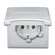 2CKA002064A0300 Розетка SCHUKO, 16А 250В, с крышкой, с защитными шторками, уплотнительное кольцо в комплекте, c полем для надписи,  серия Allwetter44, IP44, цвет серебристый алюминий