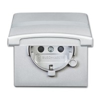 2CKA002064A0300 Розетка SCHUKO, 16А 250В, с крышкой, с защитными шторками, уплотнительное кольцо в комплекте, c полем для надписи,  серия Allwetter44, IP44, цвет серебристый алюминий