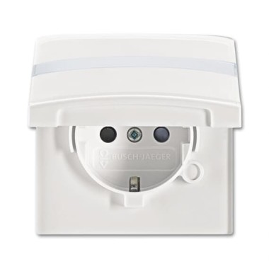 2CKA002064A0301 Розетка SCHUKO, 16А 250В, с крышкой, с защитными шторками, уплотнительное кольцо в комплекте, c полем для надписи, серия Allwetter44, IP44, цвет альпийский белый