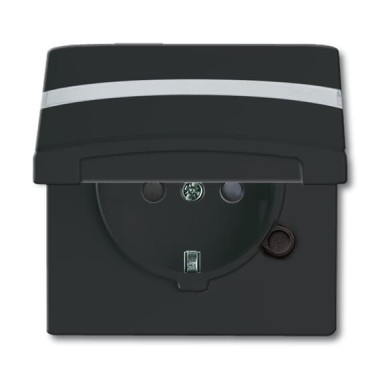 2CKA002064A0302 Розетка SCHUKO, 16А 250В, с крышкой, с защитными шторками, уплотнительное кольцо в комплекте, c полем для надписи,  серия Allwetter44, IP44, цвет черный/антрацит