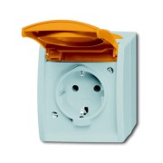 2CKA002083A0820 Розетка SCHUKO 16А 250В IP44, для открытого монтажа, c оранжевой крышкой, серия ocean, цвет серый/сине-зелёный