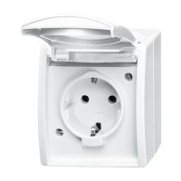 2CKA002083A0831 Розетка SCHUKO 16А 250В IP44 для открытого монтажа, с полем для надписи, серия ocean, цвет альпийский белый