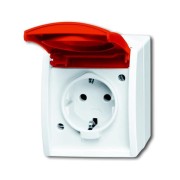 2CKA002083A0839 Розетка SCHUKO 16 А 250В,IP44, для открытого монтажа, с красной крышкой, серия ocean, цвет белый