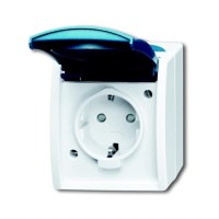2CKA002083A0842 Розетка SCHUKO 16А 250В IP44 для открытого монтажа c защитными шторками, серия ocean, цвет серый/сине-зелёный