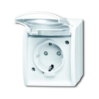 2CKA002083A0843 Розетка SCHUKO 16А 250В IP44 для открытого монтажа c защитными шторками, серия ocean, цвет альпийский белый