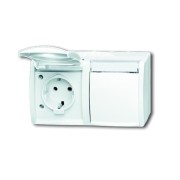 2CKA002084A0715 Розетка SCHUKO 16А 250В IP44, двойная, горизонтальная, с полем для надписи, для открытого монтажа, серия ocean, цвет альпийский белы